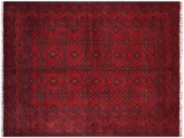 handmade Tribal Biljik Khal Muhammadi Red Blue Hand Knotted RECTANGLE 100% WOOL area rug 7x10